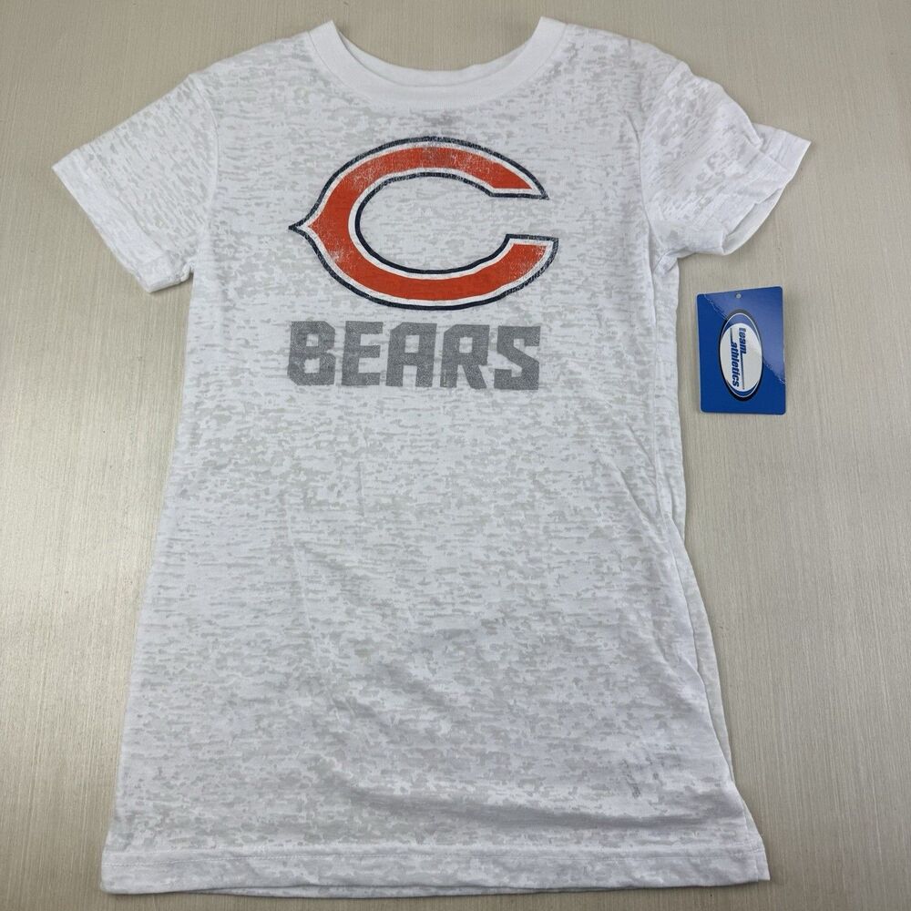Chicago Bears Shirt Girls NFL Team Athletics M,L,XL NWT White Short Sleeve
